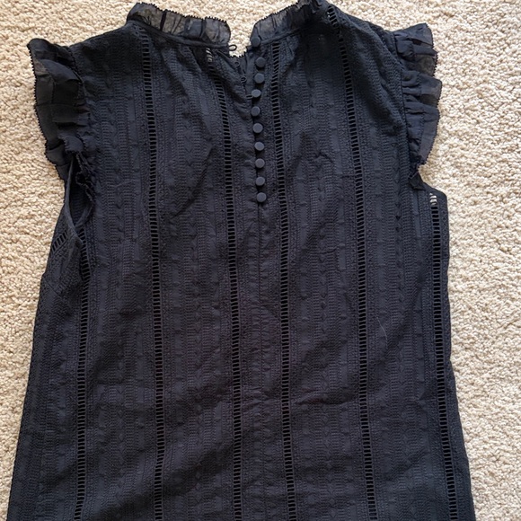 J. Crew Black Textured Ruffle Sleeve Blouse - Picture 3 of 3